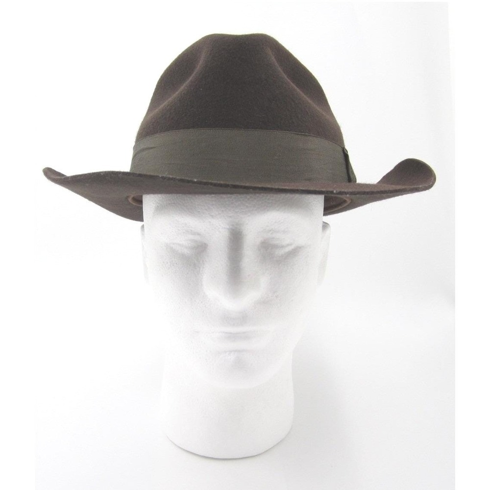 Vtg Indiana Jones Mens Brown 100% Wool Felt Fedora Hat Size XL Adventure Style